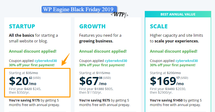 WP Engine black friday 2019 deal and cyber monday discount