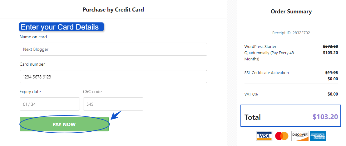 Hostinger-com-Payments using credit card