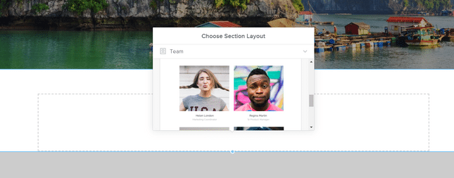 Weebly section layout chosen