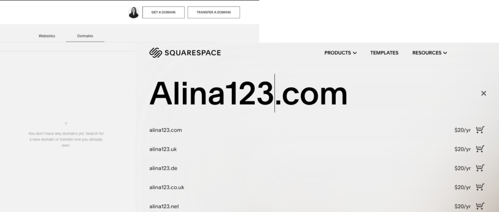 Connect a domaine with squarespace website