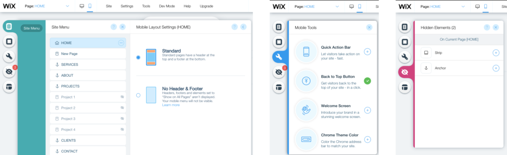 Wix website editor for mobile