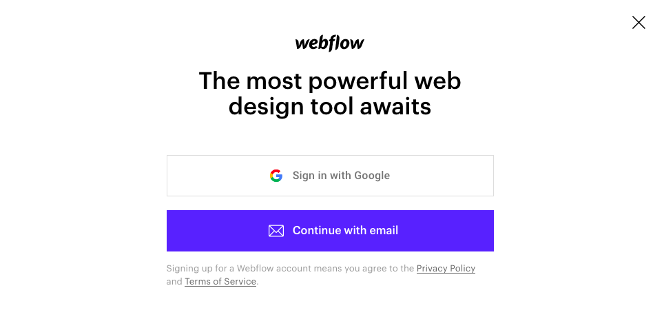 start a website with Webflow