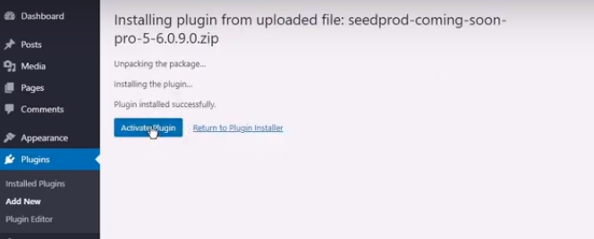 Activating the SeedProd plugin