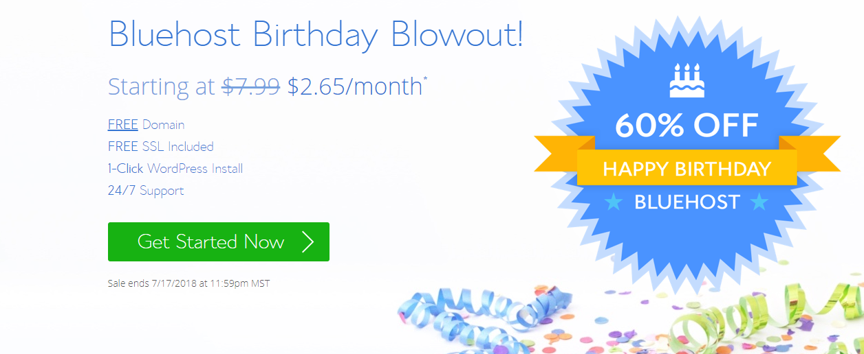 Bluehost Birthday Blowout